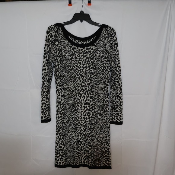 French Connection Dress, Lepard Print figure flattering knit. - Picture 1 of 16